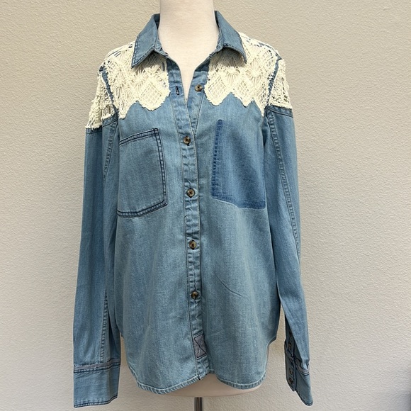 Free People Denim Fields Button-Down Shirt - Picture 5 of 15
